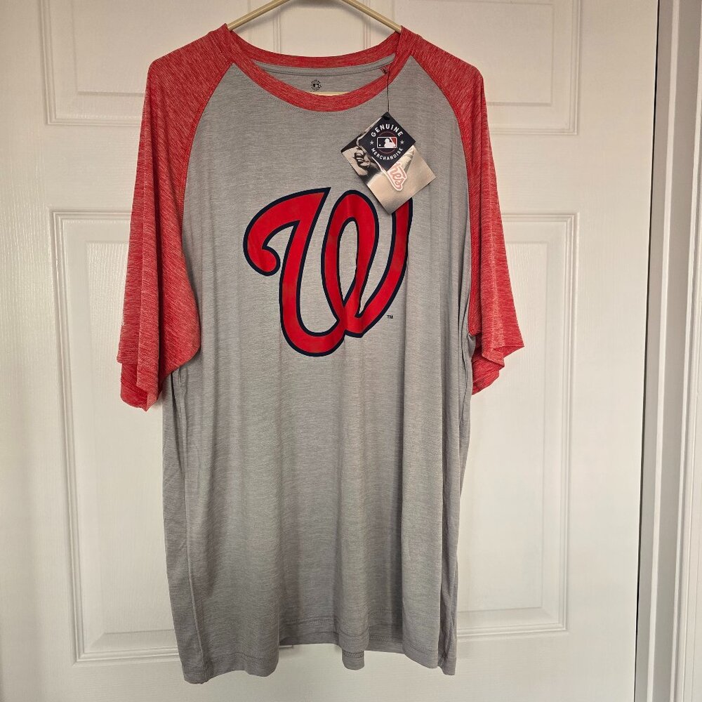 Washington Nationals Men's Stitches Brand SS T-Shirt Gray Red Size 2XL NWT